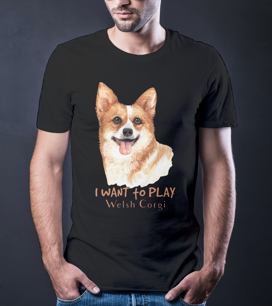 I Want To Play Welsh Corgi Dog Watercolor T-Shirt