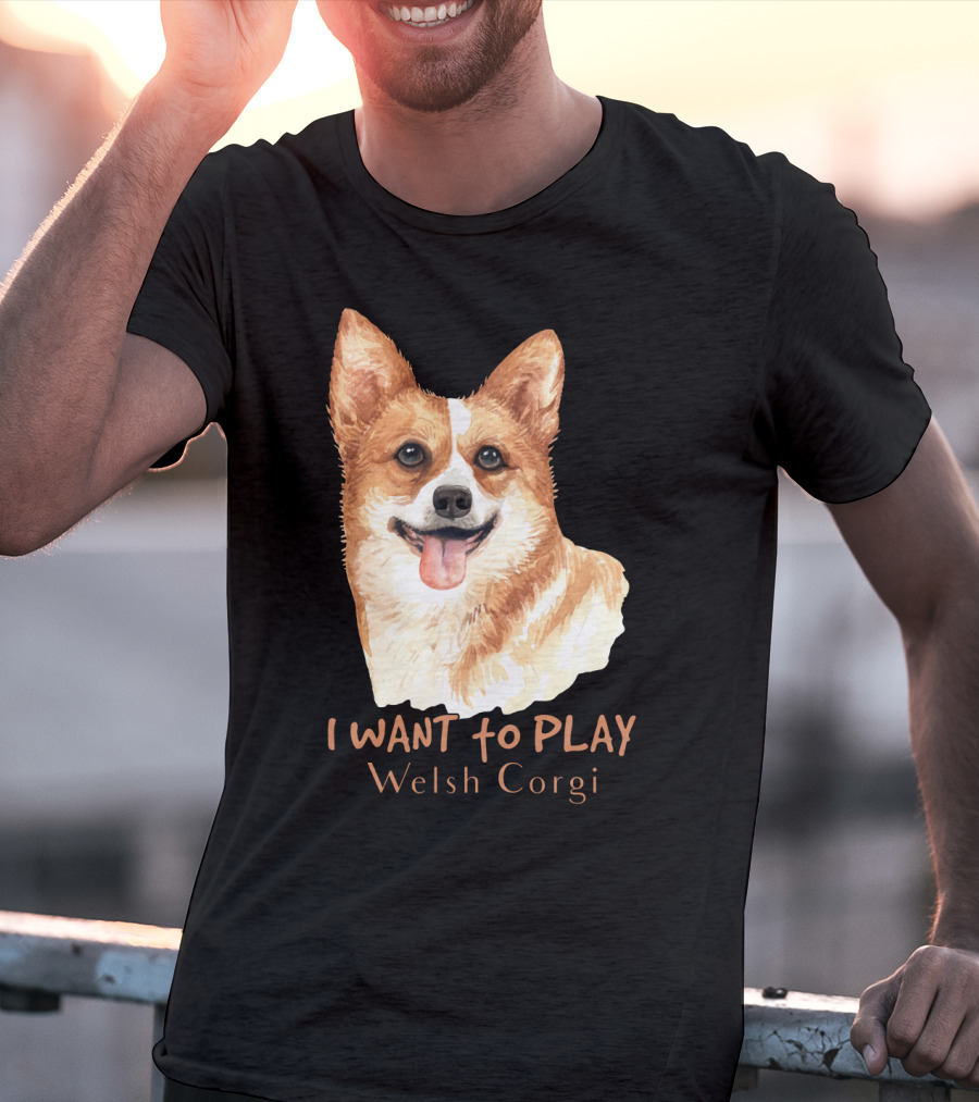 I Want To Play Welsh Corgi Dog Watercolor T-Shirt