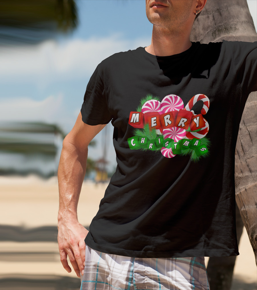 Merry Christmas Candy Canes And Peppermint Ornaments T-Shirt