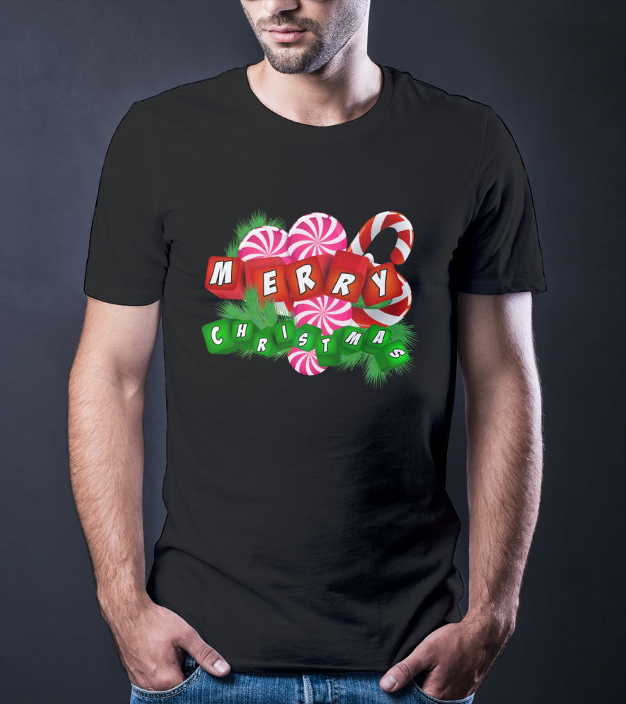 Merry Christmas Candy Canes And Peppermint Ornaments T-Shirt