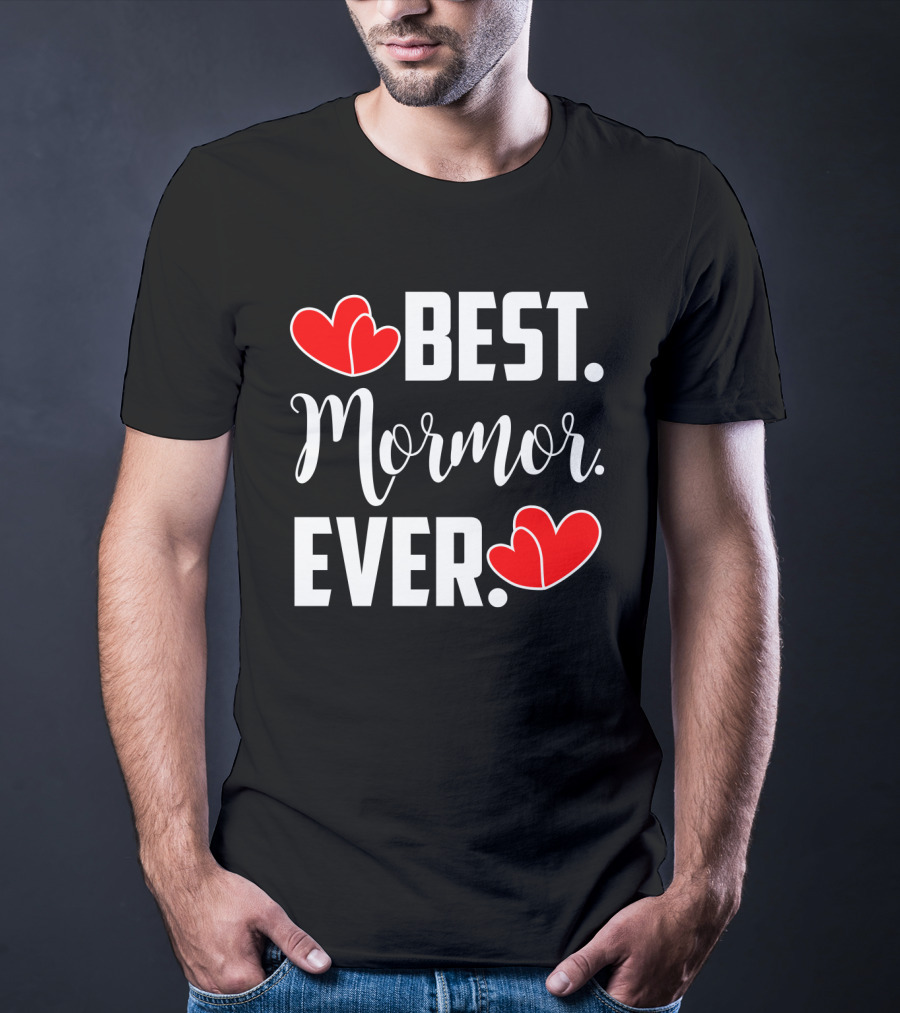 BEST MORMOR EVER Red Hearts T-Shirt