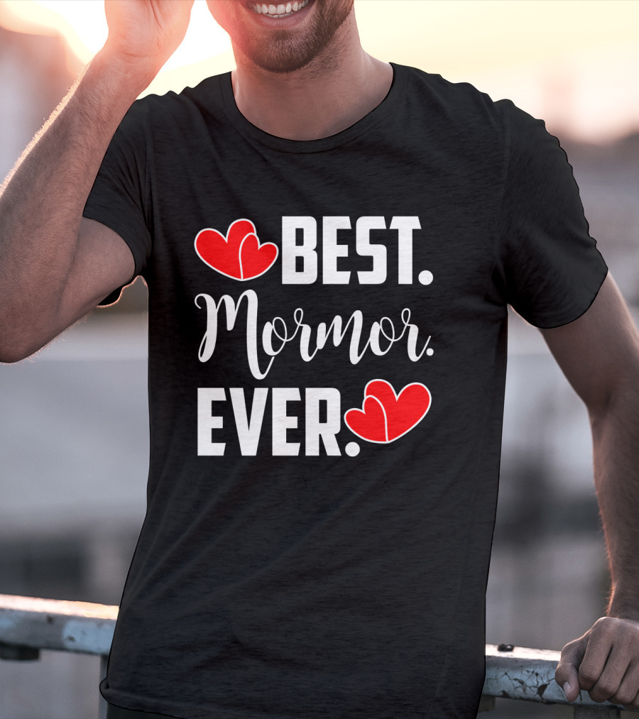 BEST MORMOR EVER Red Hearts T-Shirt