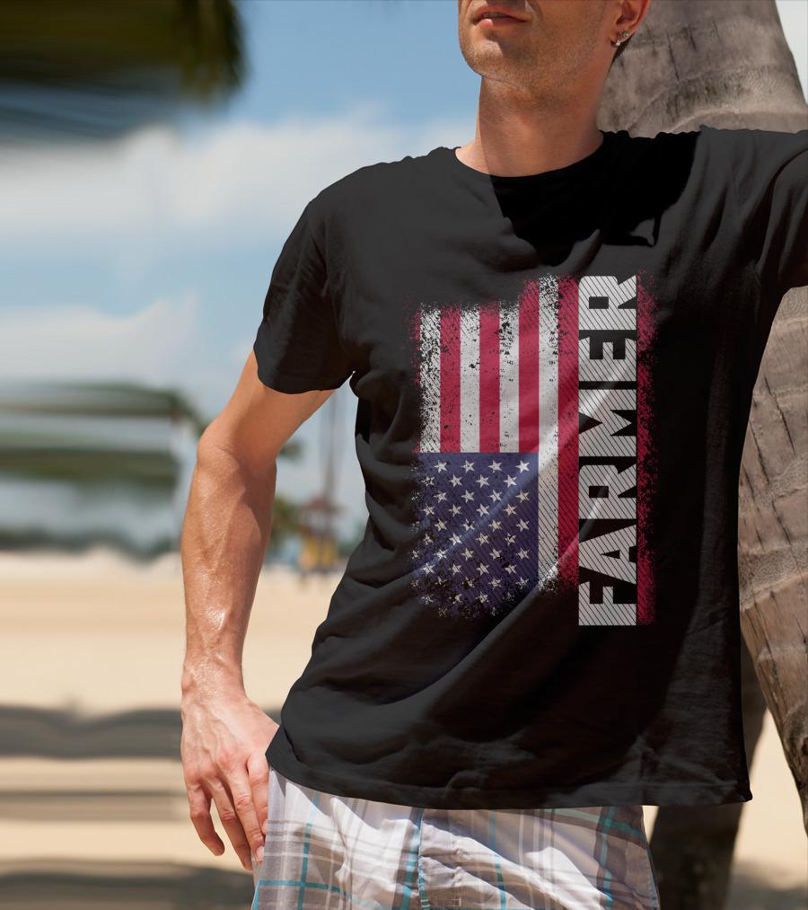 FARMER USA Flag American T-Shirt