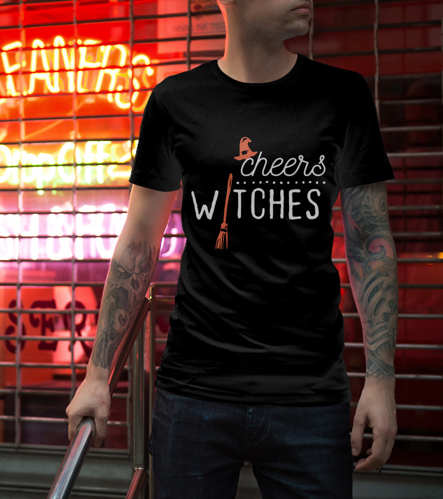 Cheers Witches Halloween Witch Pumpkin Spice Broom Hat T-Shirt