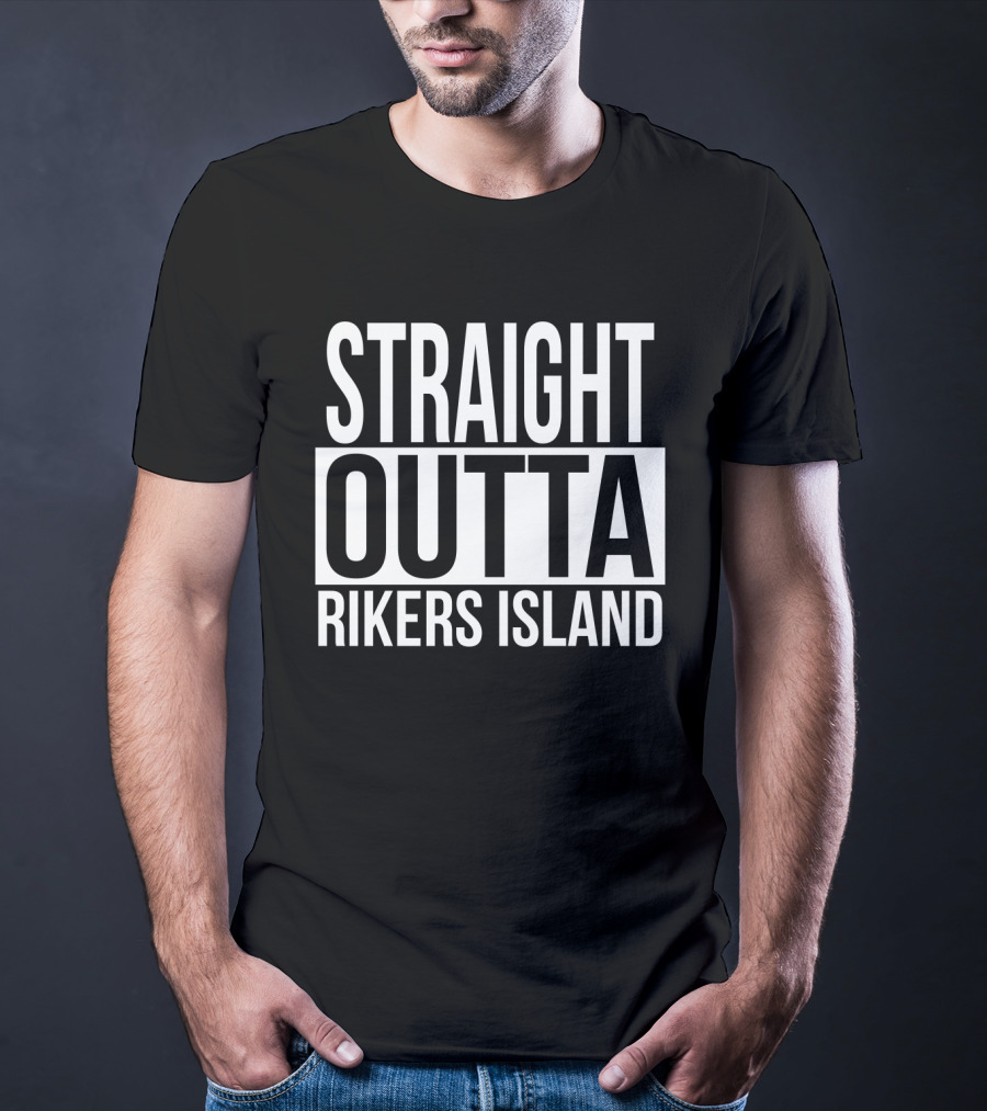 Straight Outta Rikers Island Typography Emphasizing T-Shirt
