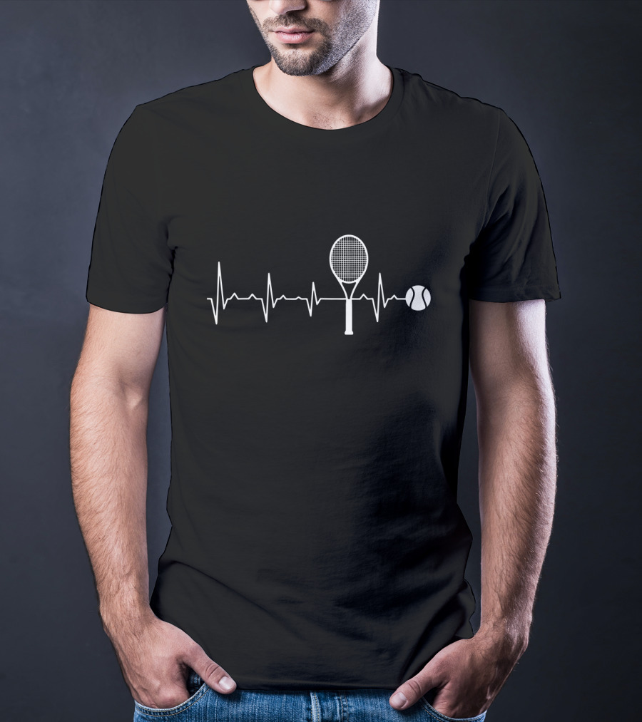 Tennis Racquet Heartbeat Funny Tennis Player Sport Passion T-Shirt