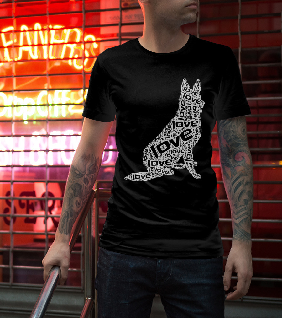 German Shepherd Love Word Art Dog T-Shirt