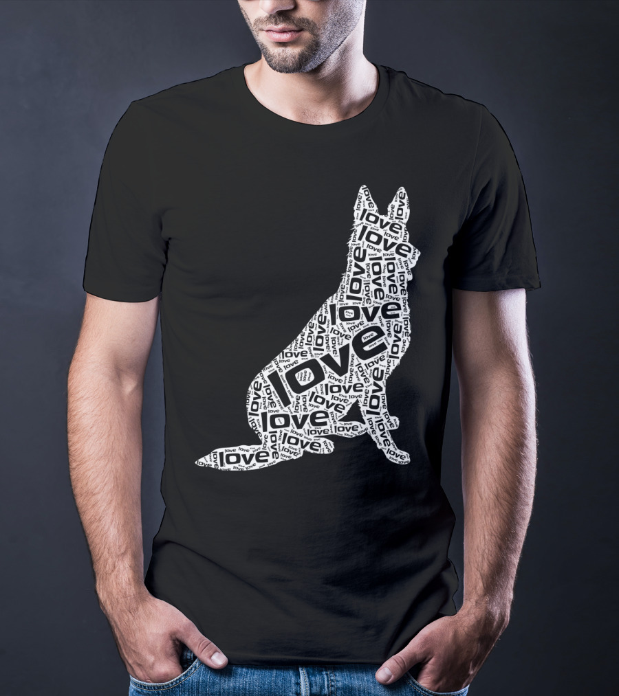 German Shepherd Love Word Art Dog T-Shirt