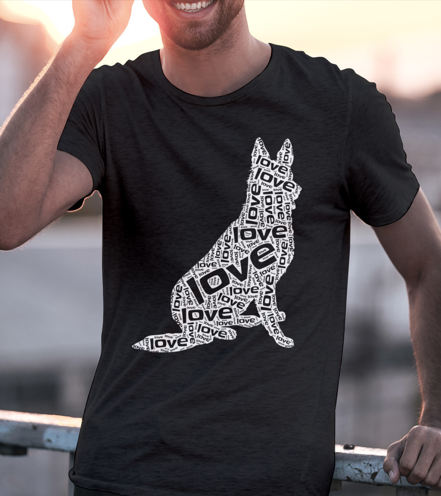 German Shepherd Love Word Art Dog T-Shirt