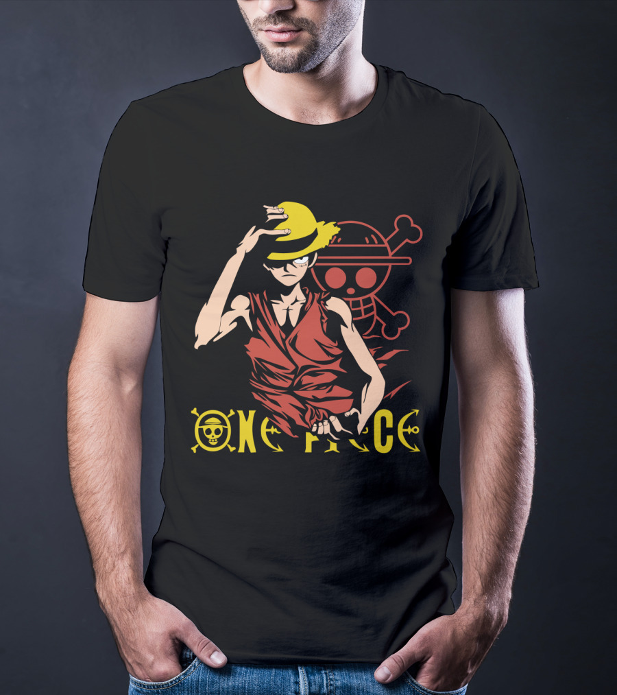 One Piece Luffy Straw Hat Pirate Skull T-Shirt