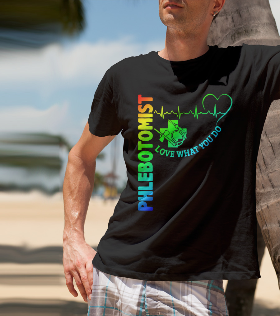 Phlebotomist Love What You Do Heartbeat Iconic Medical T-Shirt