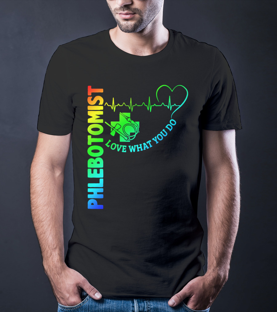 Phlebotomist Love What You Do Heartbeat Iconic Medical T-Shirt