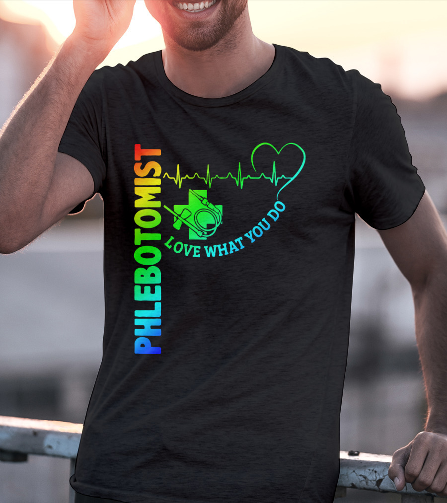 Phlebotomist Love What You Do Heartbeat Iconic Medical T-Shirt