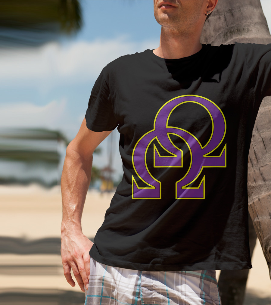 Que Double Omega Purple Gold Psi Phi Greek Fraternity T-Shirt