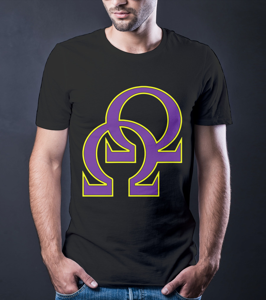 Que Double Omega Purple Gold Psi Phi Greek Fraternity T-Shirt