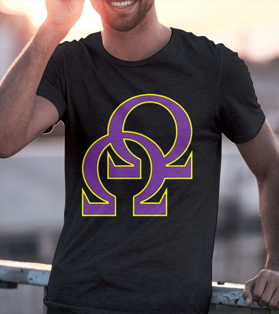 Que Double Omega Purple Gold Psi Phi Greek Fraternity T-Shirt