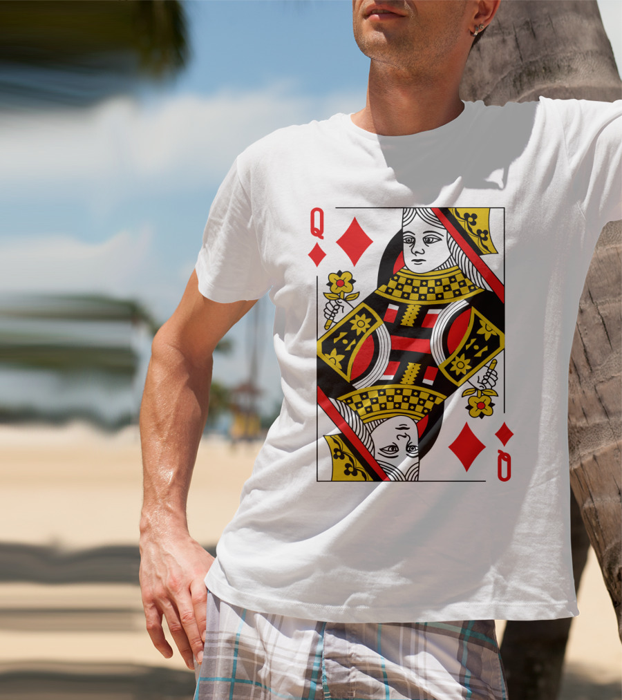 Queen Of Diamonds Poker Card Halloween Group Costume T-Shirt