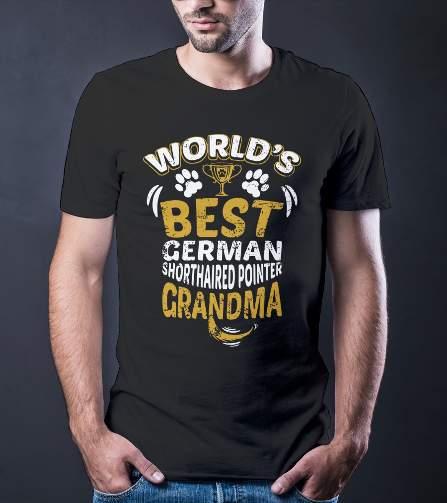 World's Best German Shorthaired Pointer Grandma With Trophy And Paw Prints T-Shirt