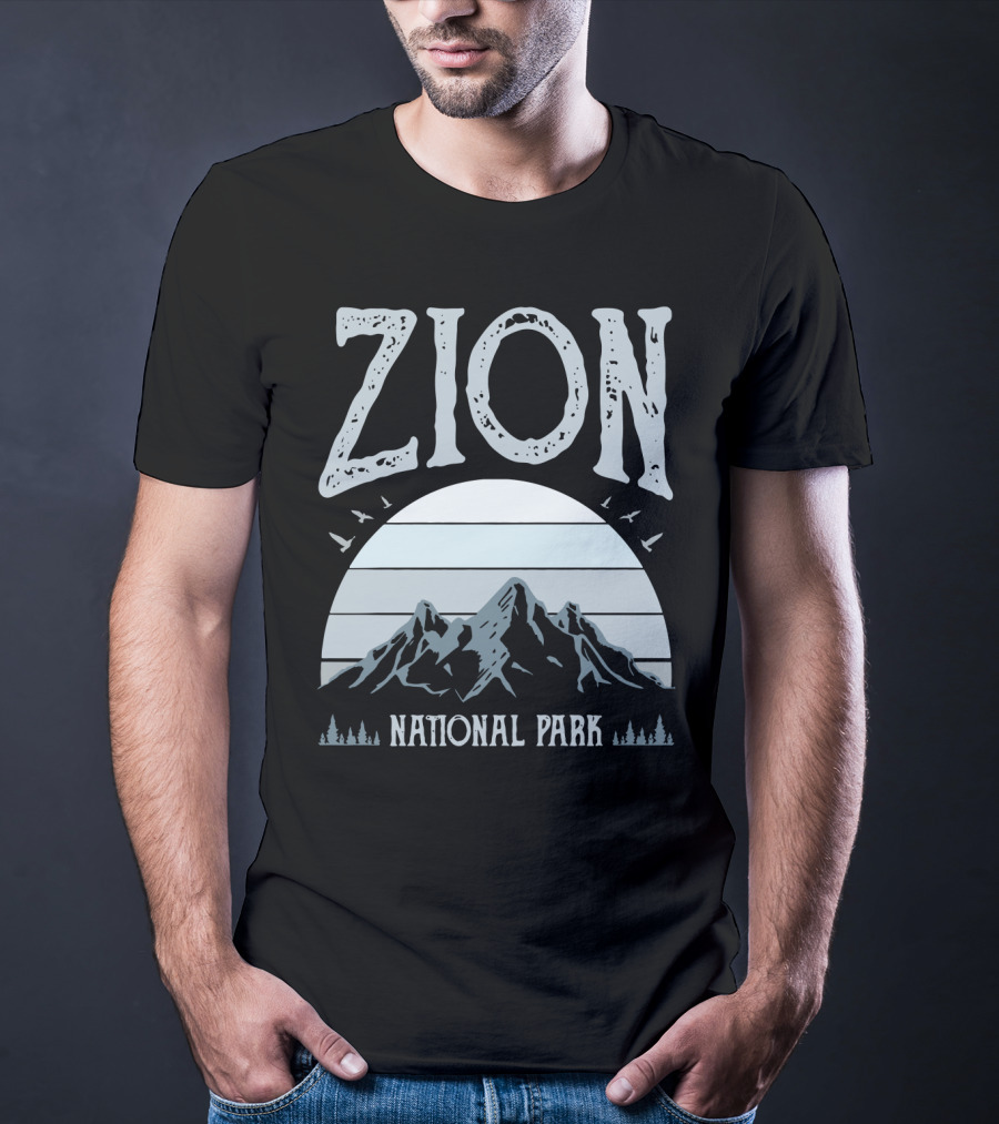 Zion National Park Mountains With Sun And Birds T-Shirt