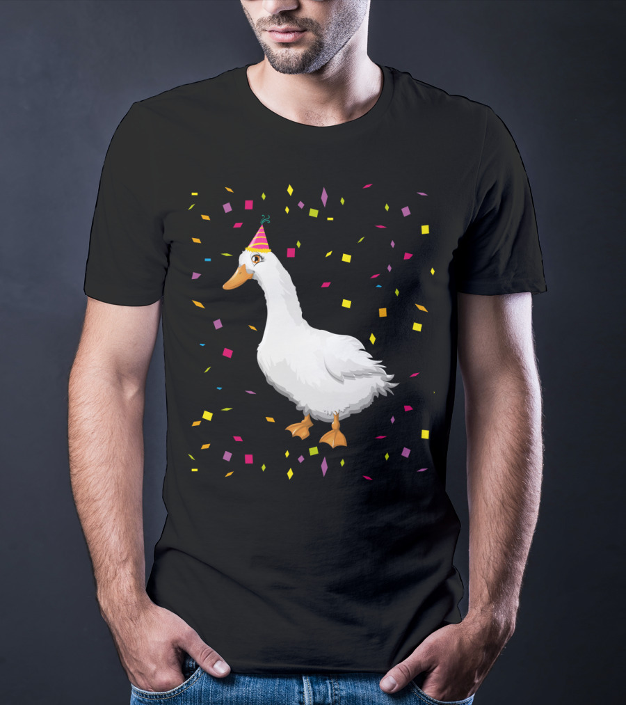Funny Duck Birthday Party Hat Confetti T-Shirt