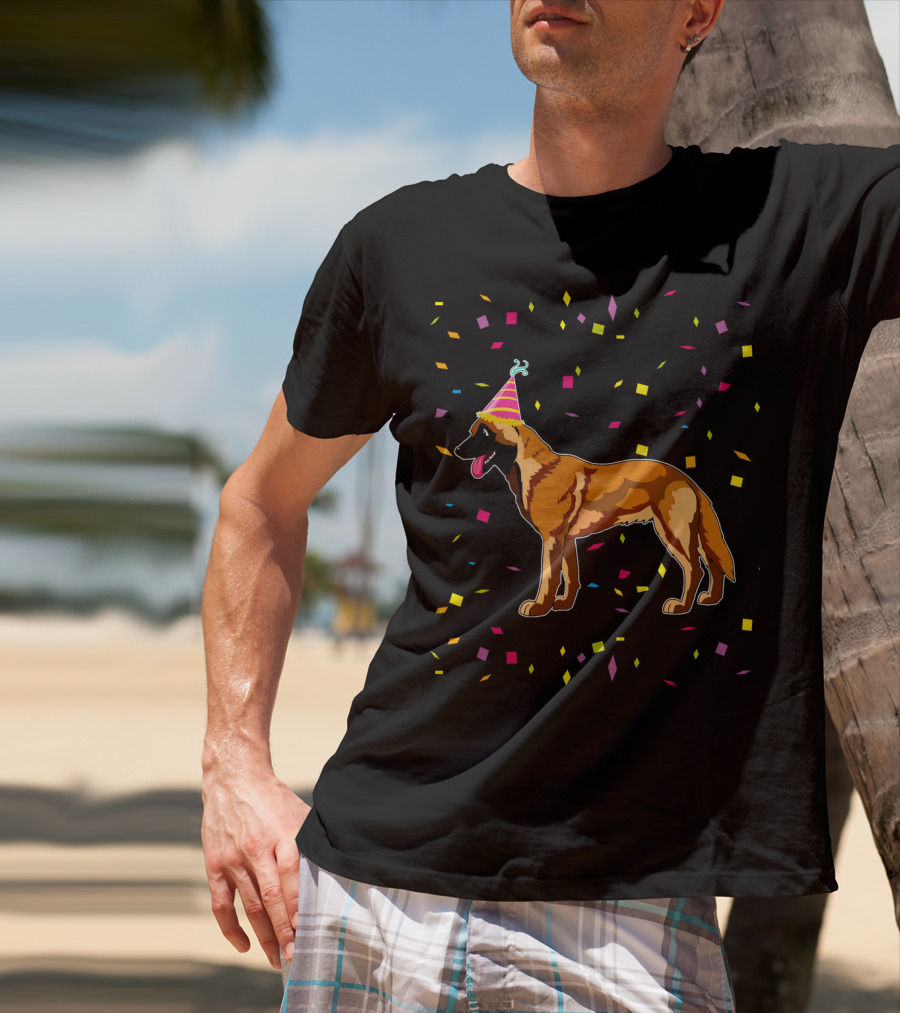 Funny Belgian Malinois Birthday Party Confetti Hat T-Shirt