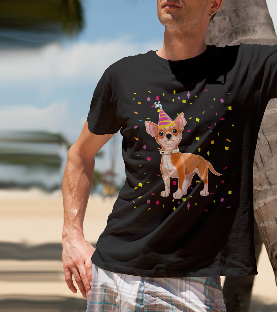 Birthday Chihuahua Party Hat Confetti T-Shirt