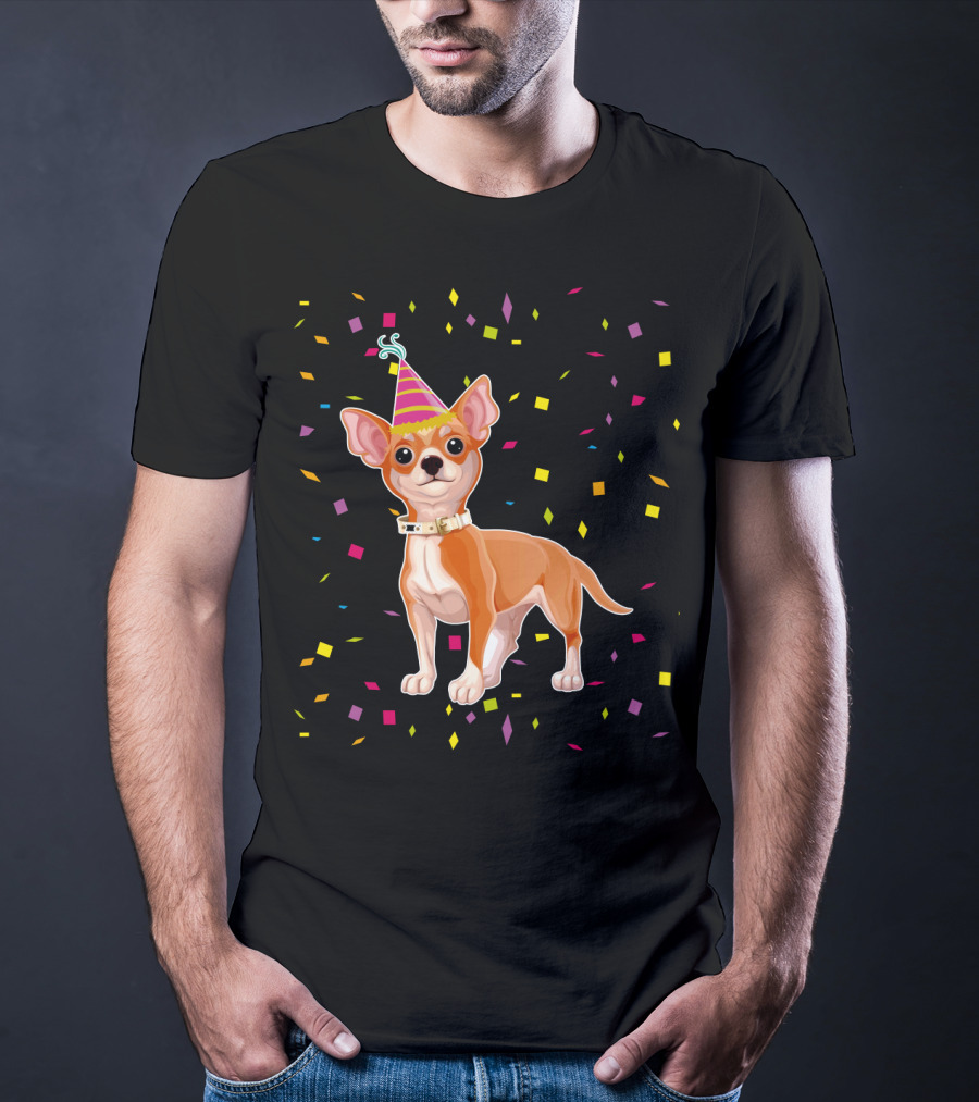 Birthday Chihuahua Party Hat Confetti T-Shirt