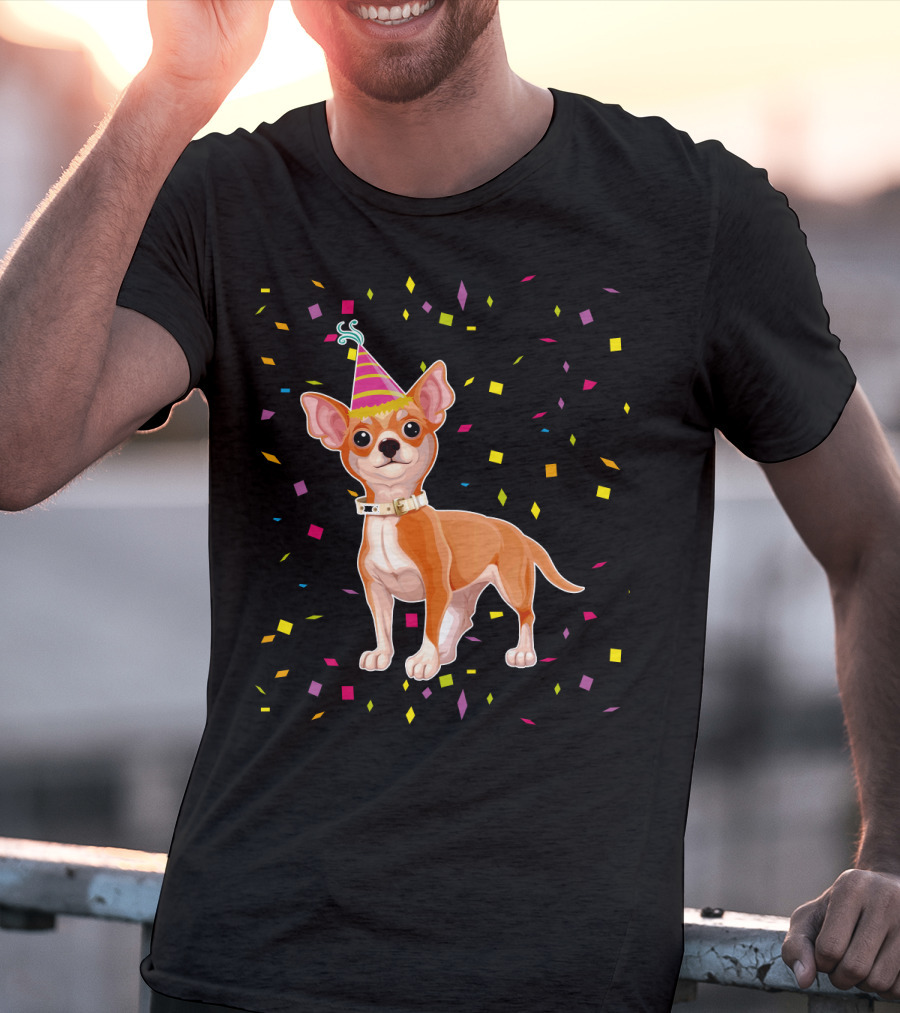 Birthday Chihuahua Party Hat Confetti T-Shirt