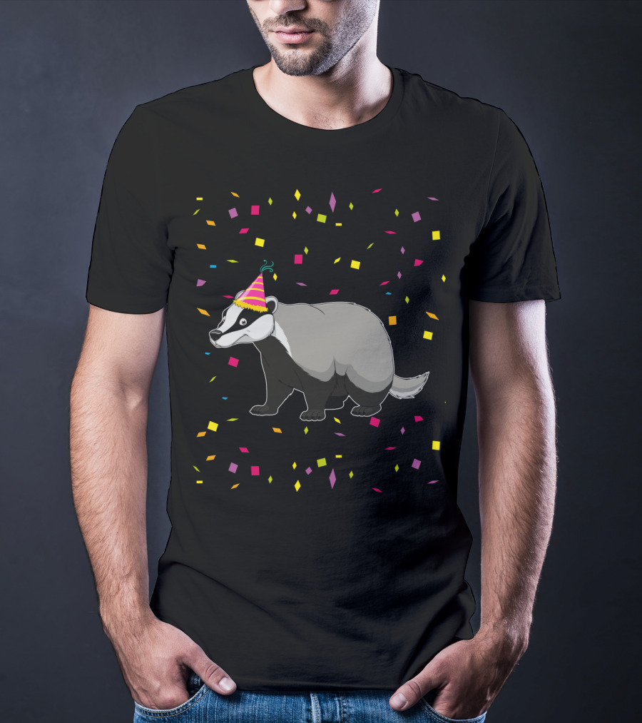 Funny Badger Birthday Party Hat Confetti T-Shirt