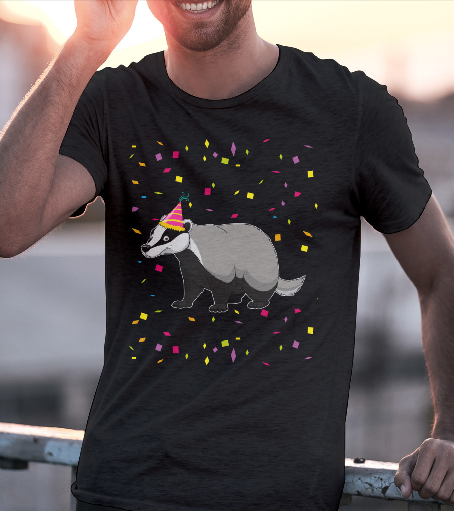 Funny Badger Birthday Party Hat Confetti T-Shirt