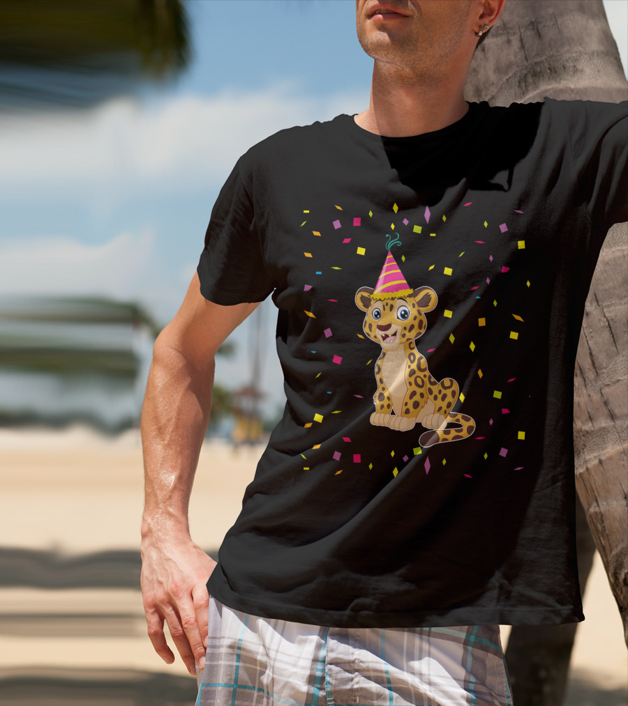 Funny Cheetah Birthday Party Hat Confetti T-Shirt