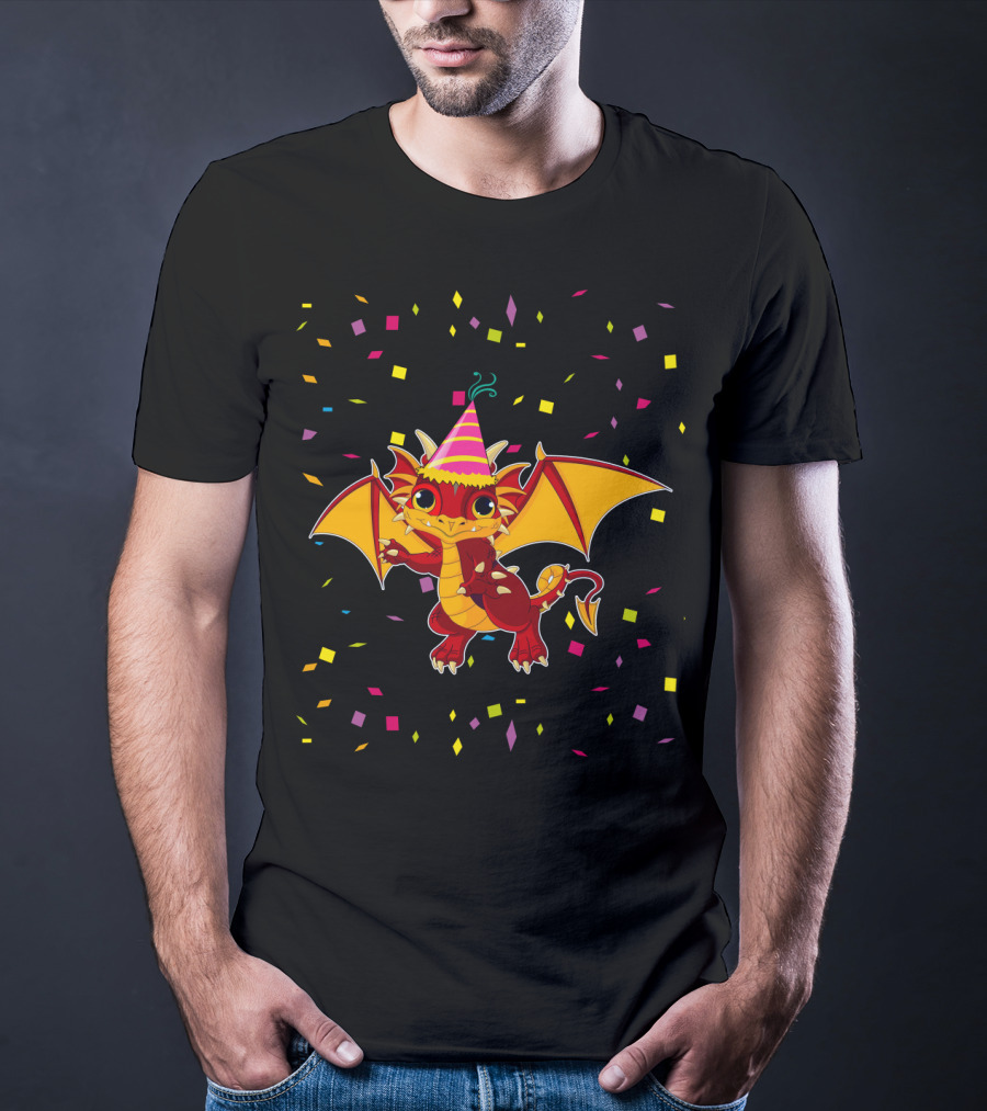 Funny Dragon Birthday Party Confetti T-Shirt