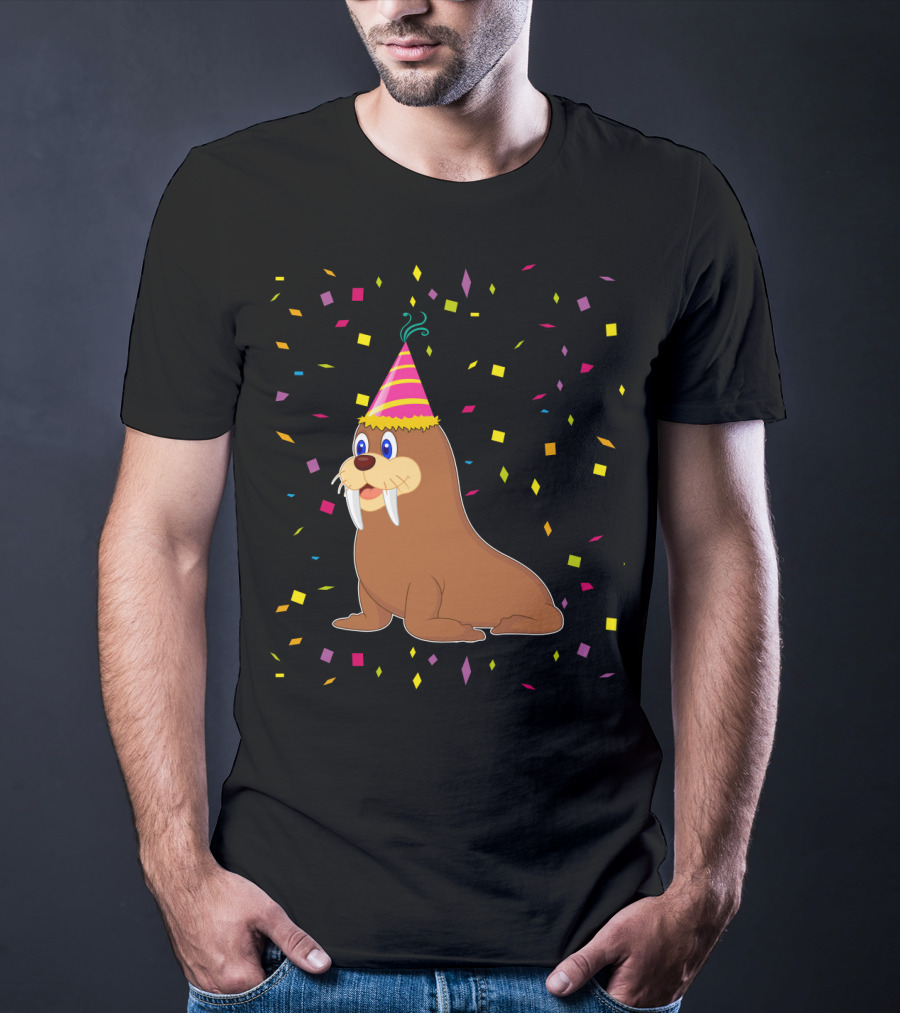 Funny WALRUS Birthday Confetti T-Shirt
