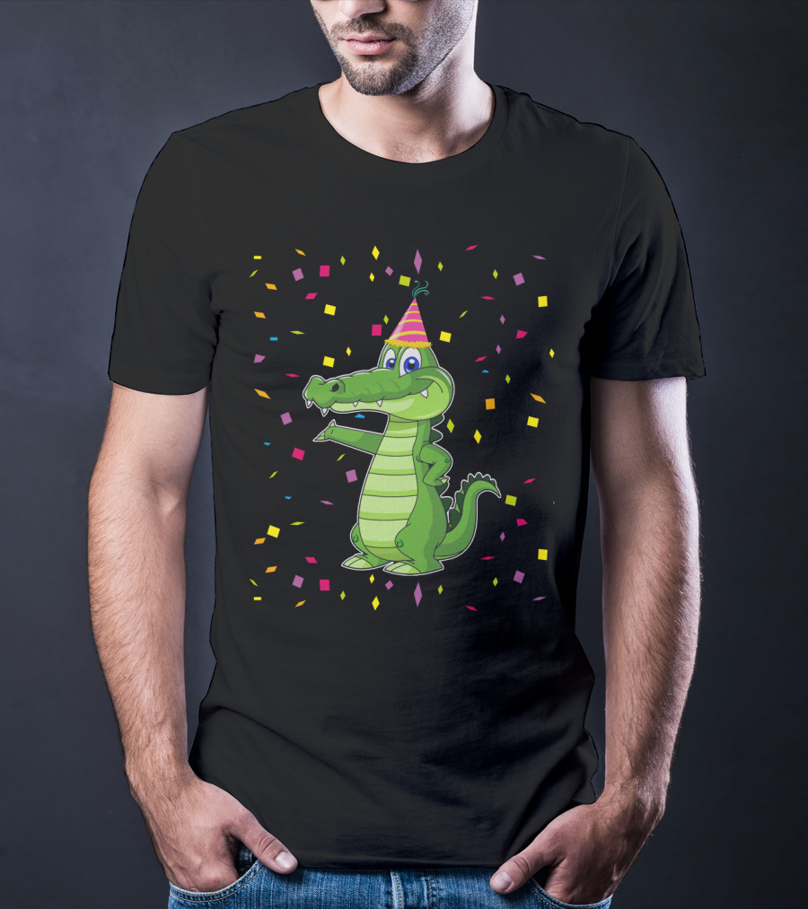 Funny Alligator Birthday Party Confetti T-Shirt