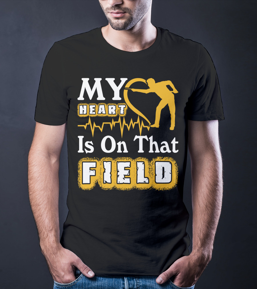 My Heart Is On That Field Billiards Player Heartbeat T-Shirt