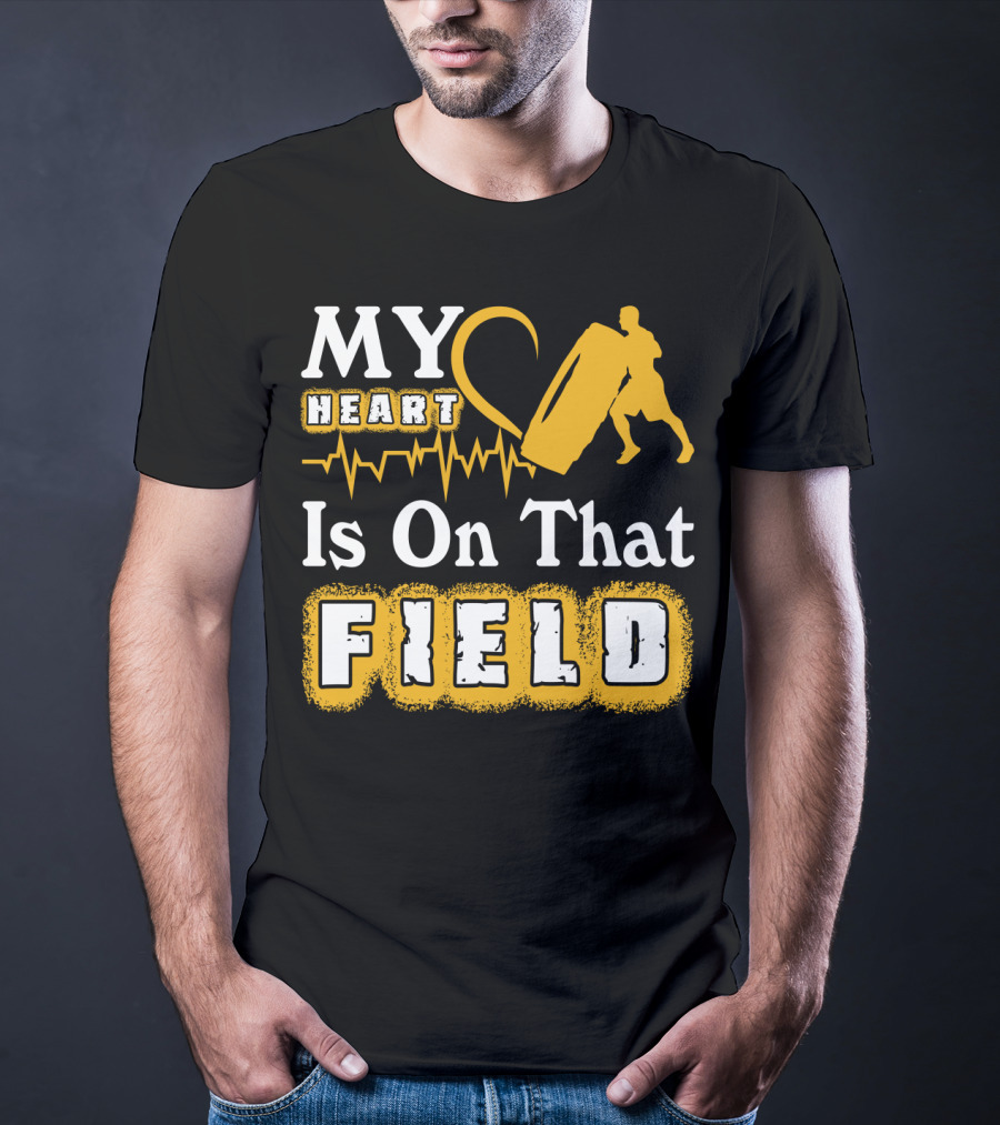 MY Heart Is On That Field Workout Tire Flip Fitness Passion T-Shirt