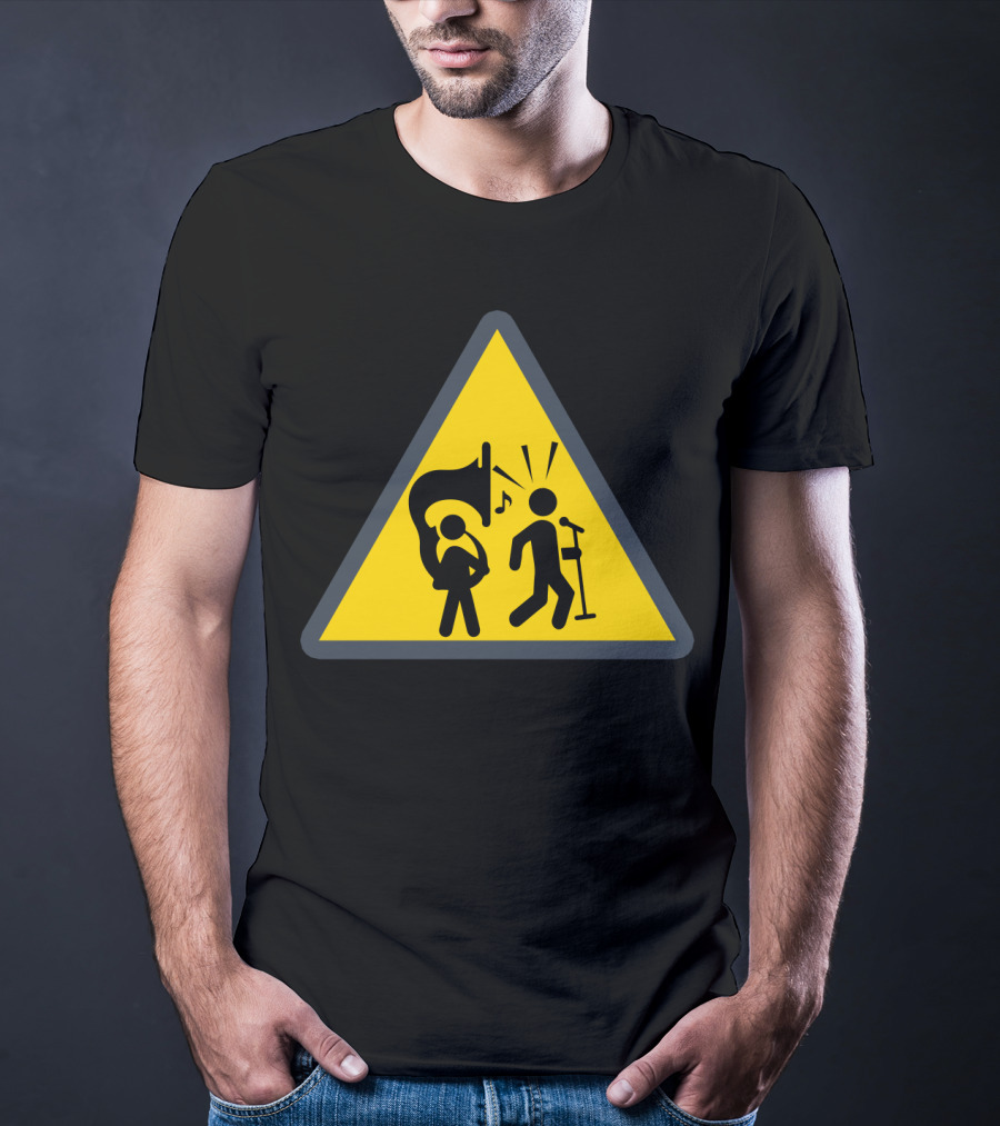 Warning Tuba Player Stick Figure Comedy T-Shirt