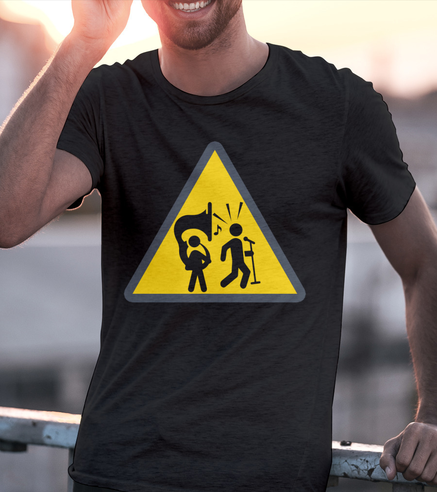 Warning Tuba Player Stick Figure Comedy T-Shirt