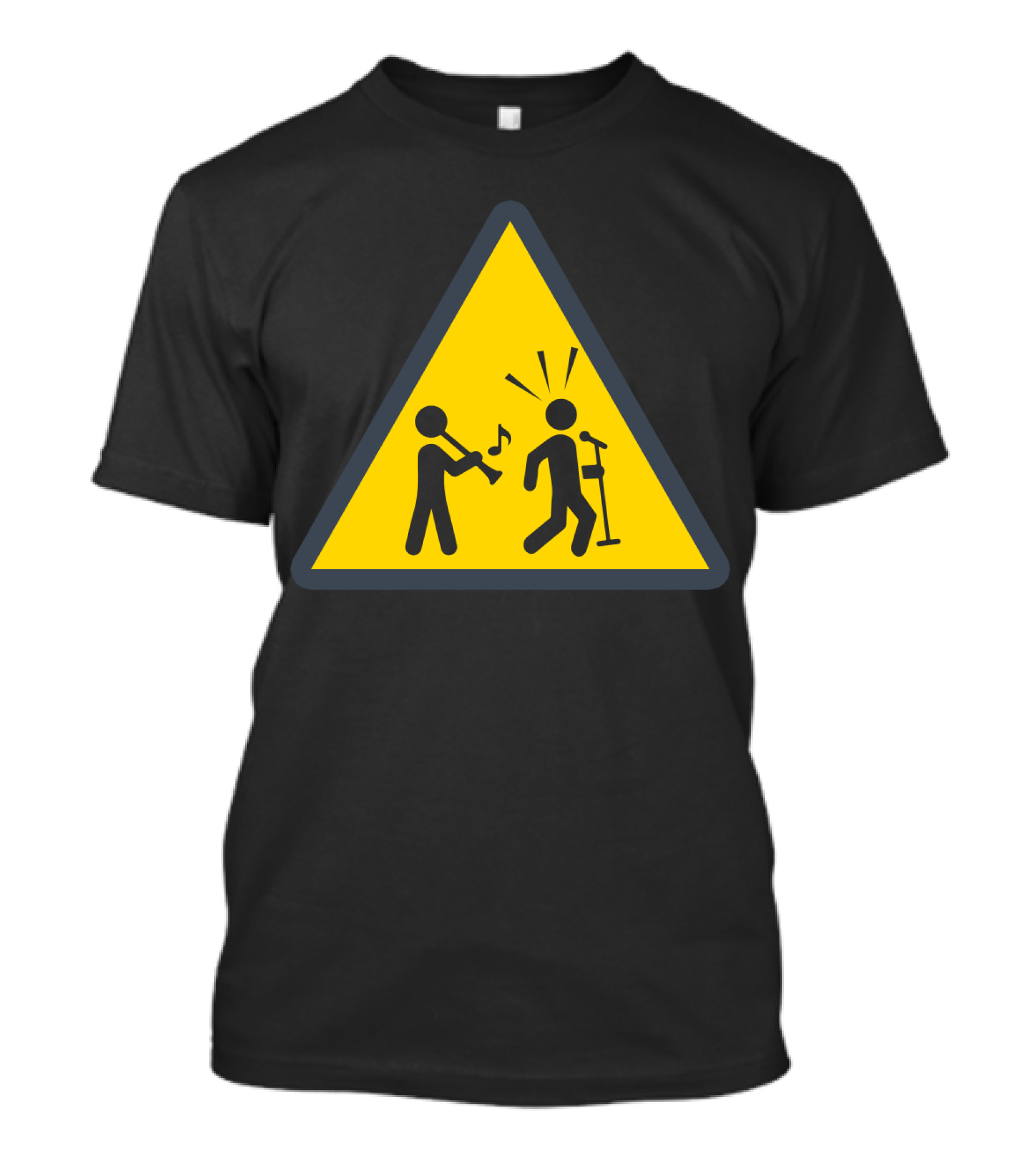 Clarinet Player Warning Sign Icon With Music Notes And Microphone T-Shirt