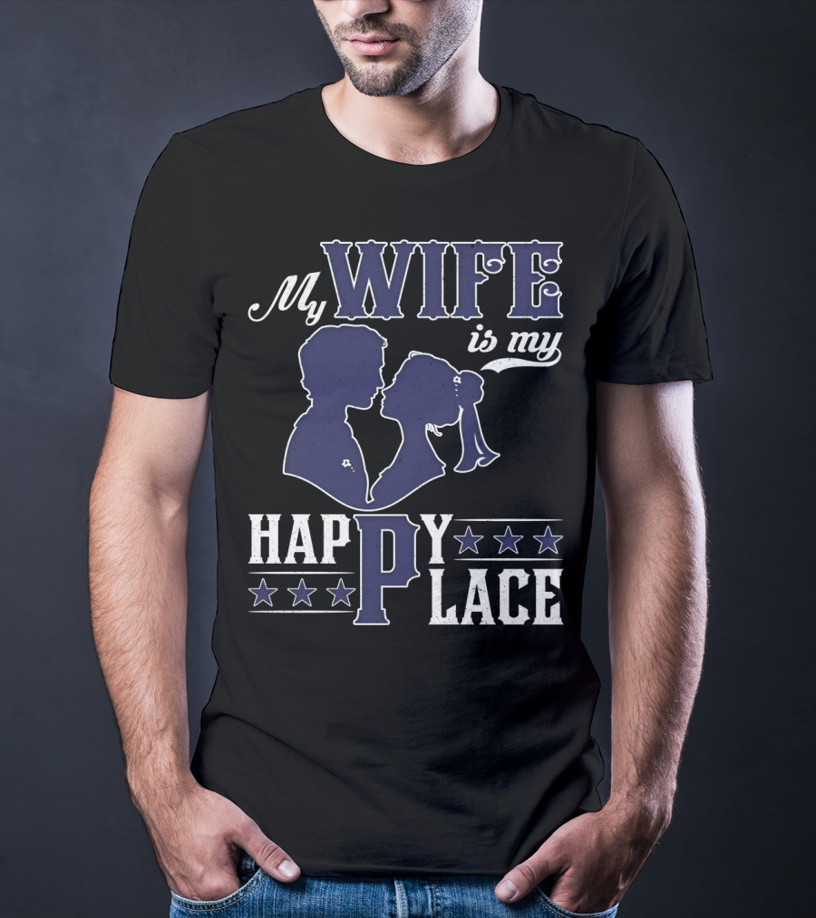 My Wife Is My Happy Place Silhouette Stars T-Shirt