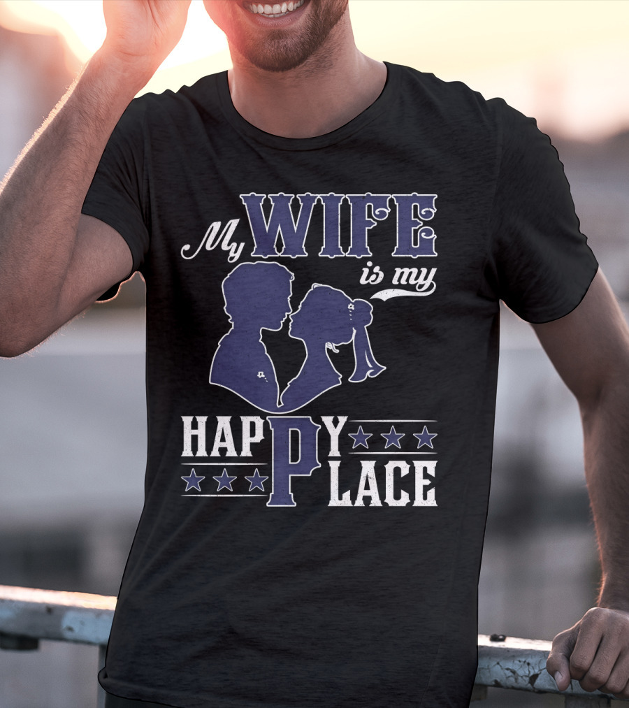 My Wife Is My Happy Place Silhouette Stars T-Shirt