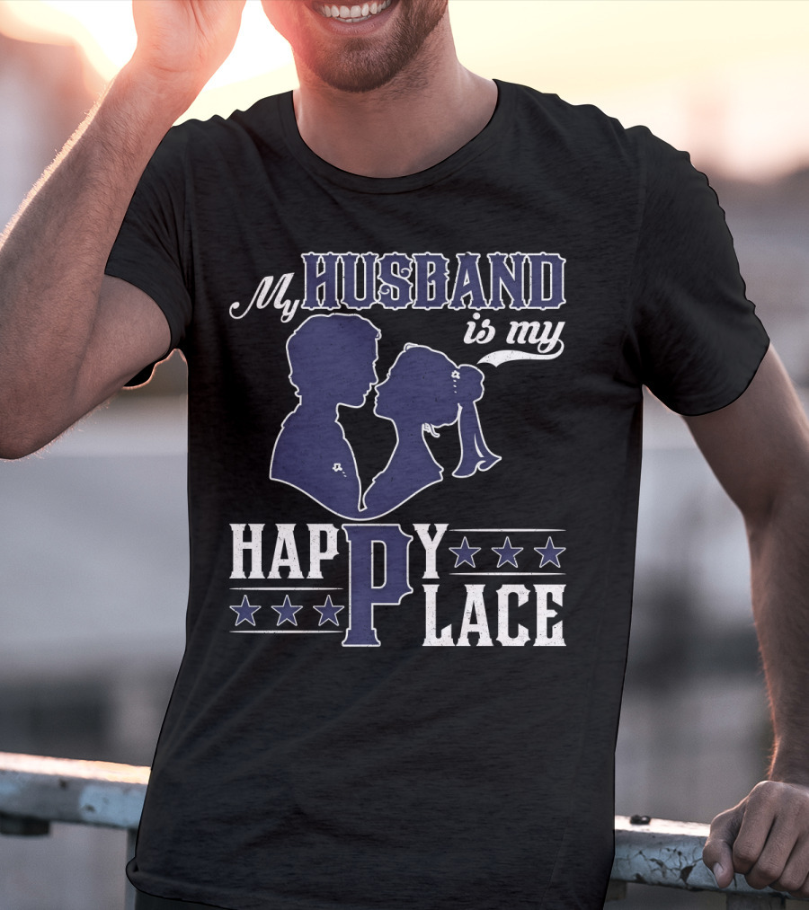 My Husband Is My Happy Place Silhouette Stars T-Shirt