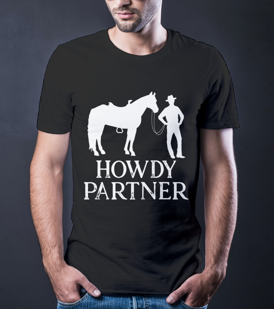 Howdy Partner Western Style Cowboy And Horse T-Shirt
