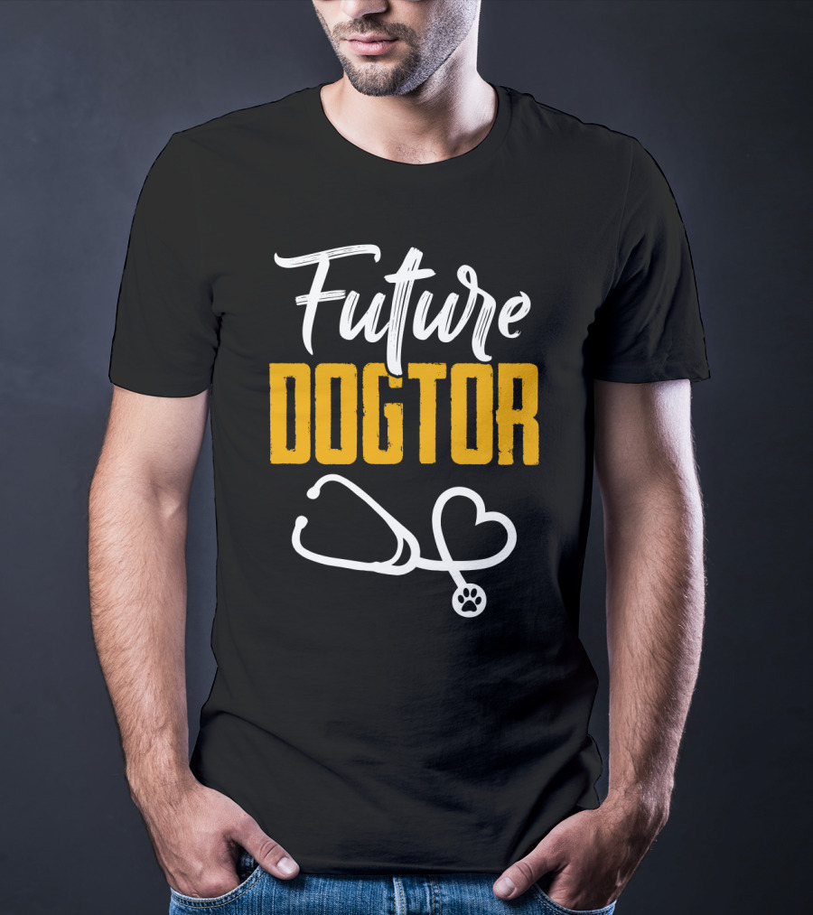 Future Dogtor Stethoscope Heart Veterinarian Vet Student Dog T-Shirt