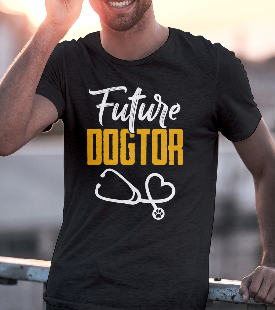 Future Dogtor Stethoscope Heart Veterinarian Vet Student Dog T-Shirt