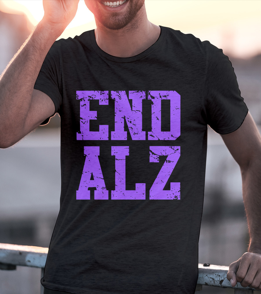 END ALZ Alzheimers Awareness Purple Text T-Shirt