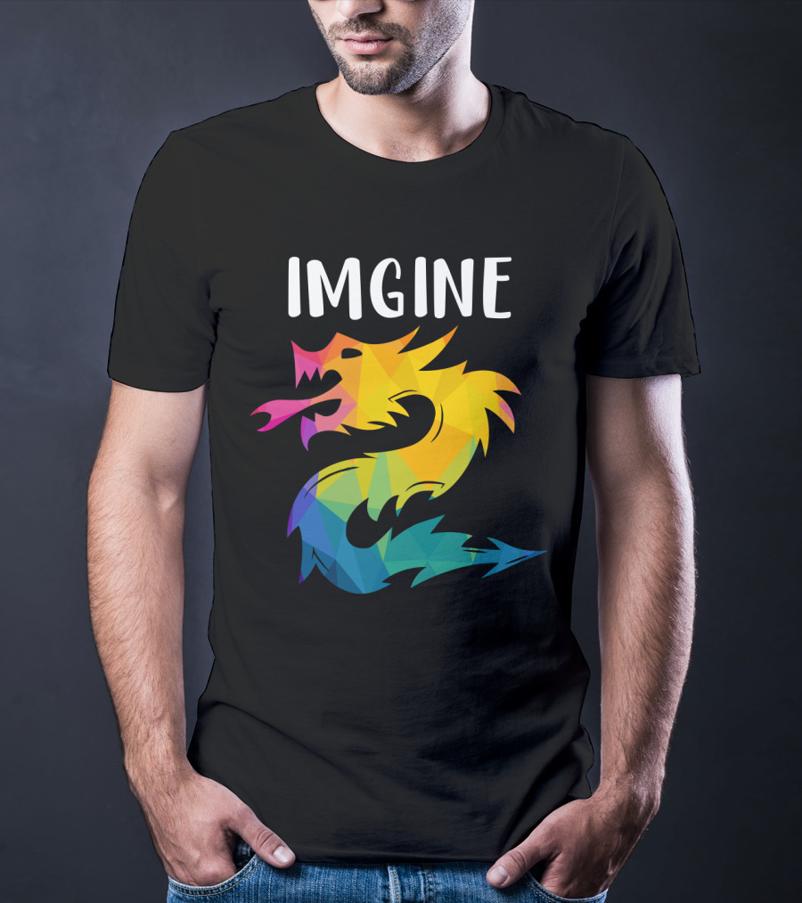 Imagine Vibrant Geometric Dragon Tattoo T-Shirt