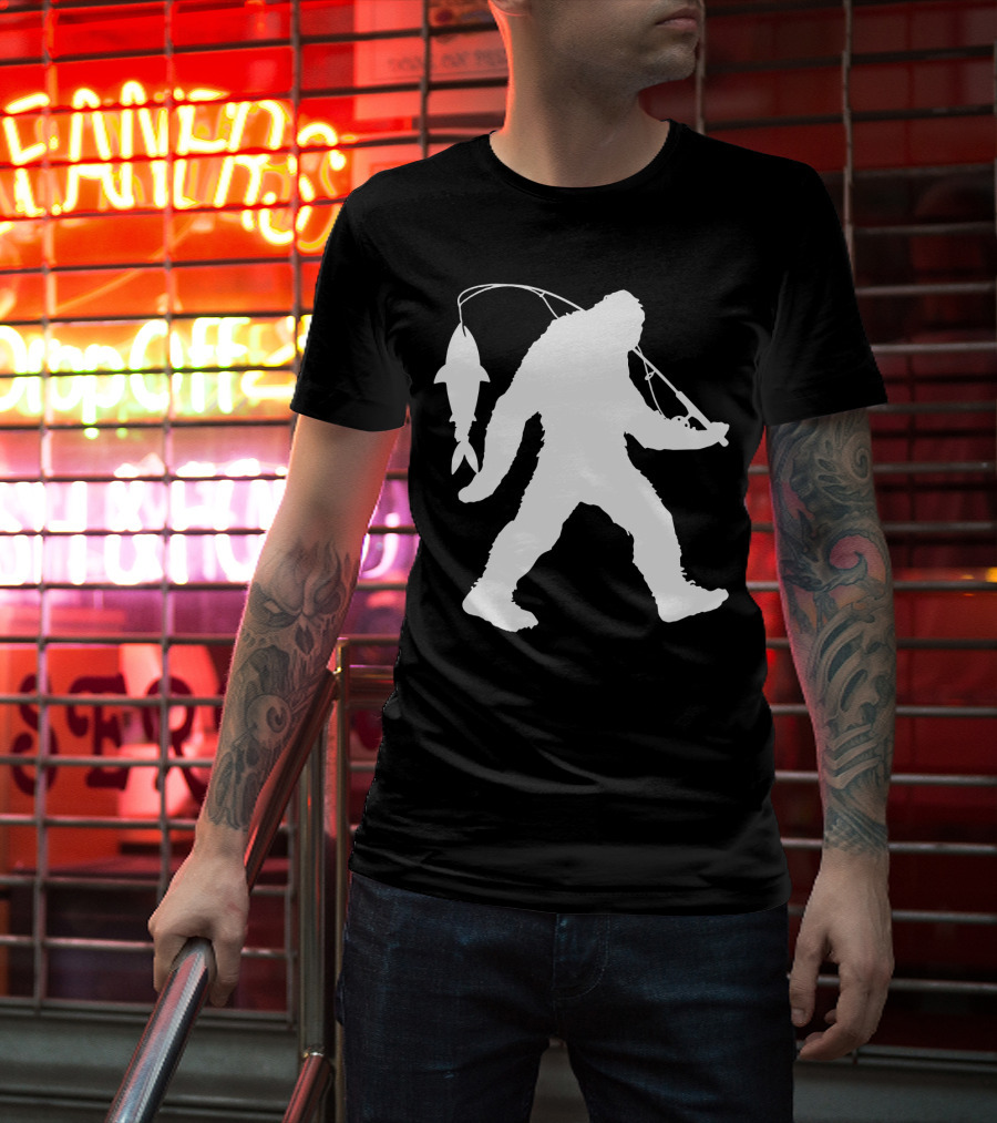 Bigfoot Fishing With Catching Fisherman T-Shirt