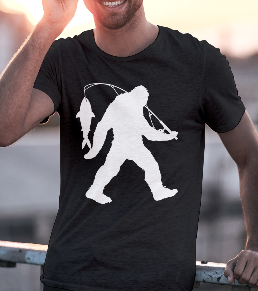 Bigfoot Fishing With Catching Fisherman T-Shirt