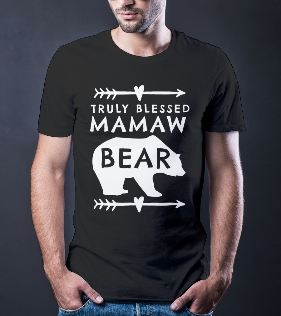 Truly Blessed Mamaw Bear Grandma Bear Silhouette Arrows Hearts T-Shirt